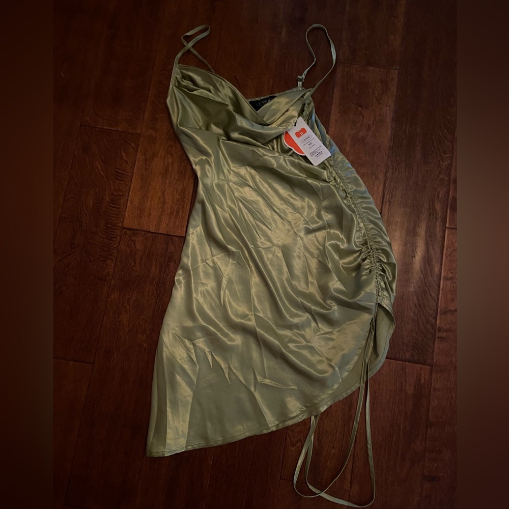 Cider Satin Olive Dress